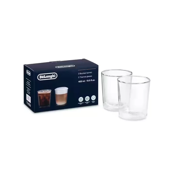 Duplafalú hőtartó üvegpohár, 400ml, 2db-os